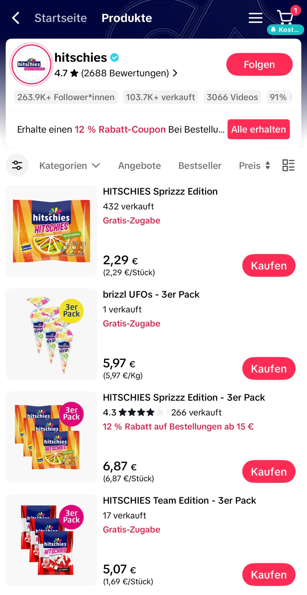Voller Shop-Katalog